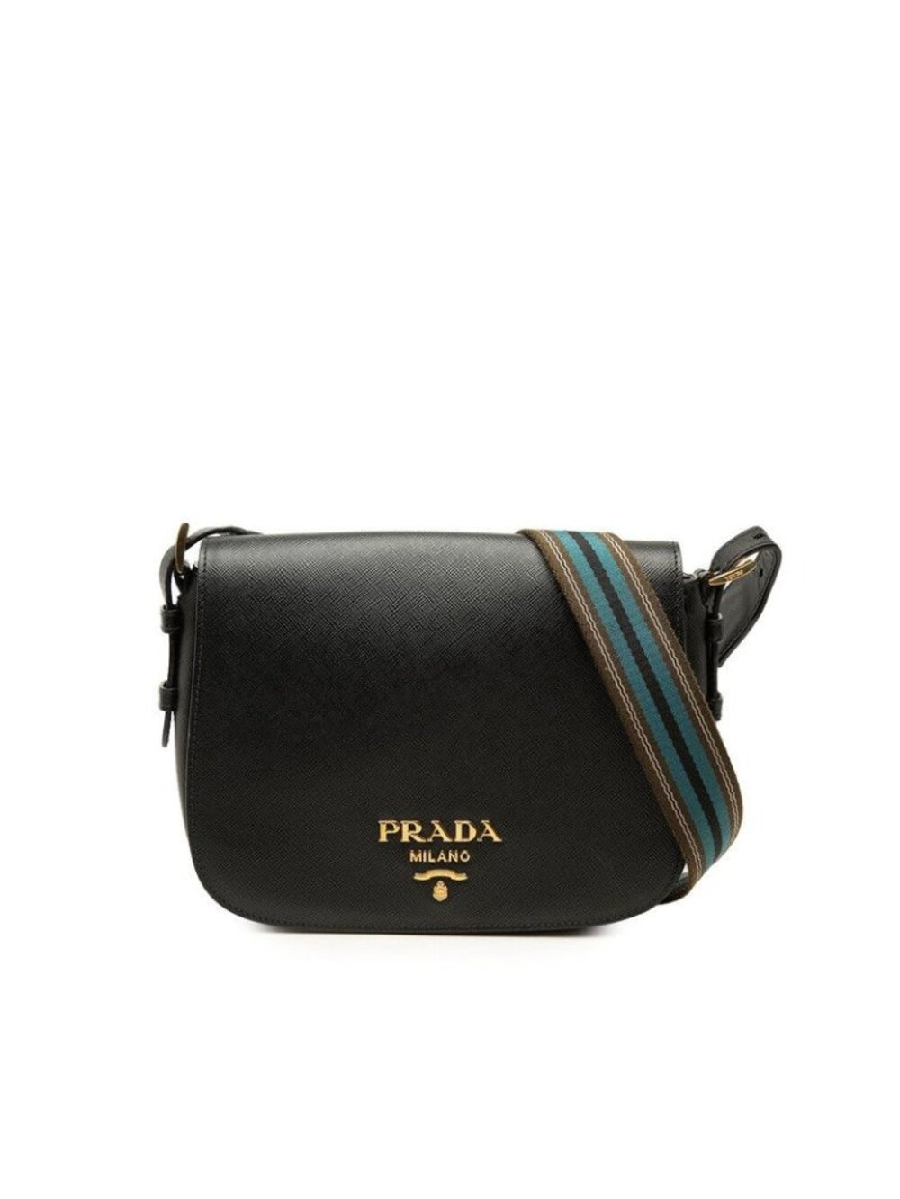 Prada Logo Crossbody Shoulder Bag Black Saffiano Leather